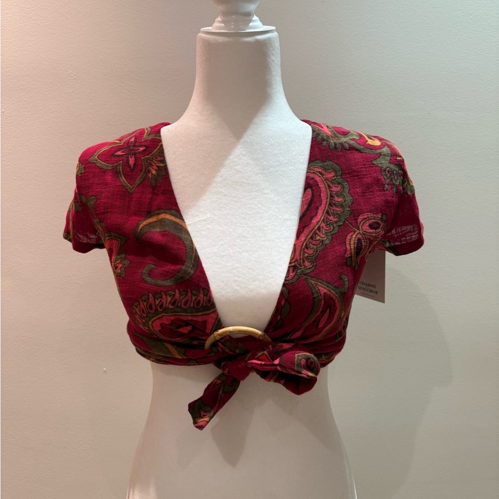 Paisley Red Crop Top
